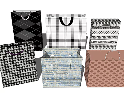 Decorative Storage Bag Set With Plaid Striped Polka Dot And Argyle Patterns 3d model