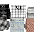Decorative Storage Bag Set With Plaid Striped Polka Dot And Argyle Patterns