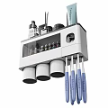 Wall Mounted Bathroom Storage Rack With Transparent Compartment Toothbrushes Cups Skincare Products And Comb