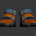 Orange Functional Shoes with Silver Metal Parts and Blue Accents for Daily Use