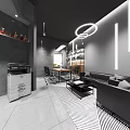 Modern Public Office Space Interior With Wooden Conference Table Black Chairs And Gray Walls
