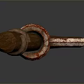 Brown Wooden Stick With Red Strap Tied Around Middle Section