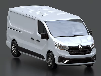 White Renault Commercial Van With Modern Exterior And Black Accent Details 3d model