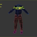 Navy Blue Work Coverall with Yellow Stripes on Sleeves and Chest Simple Design for Workplace