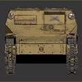 Vintage Military Tank With Khaki Exterior Caterpillar Tracks Turret And Cannon Barrel