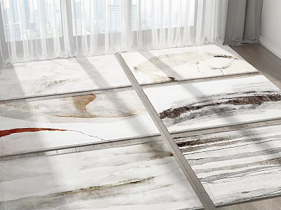 Square Carpets with Abstract Natural Texture Patterns in Neutral Tones for Modern Bright Room Decor 3d model