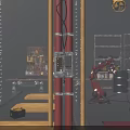 Industrial Heavy Duty Red Steel Pipe Fittings With Metal Brackets And Control Components