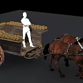Horse carriage ancient carriage ancient pattern vehicle 3d model
