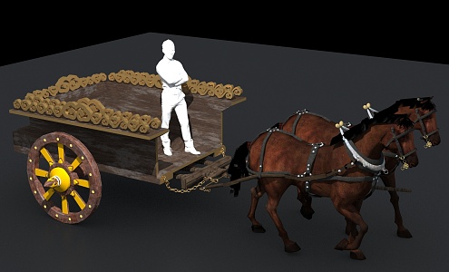 Horse carriage ancient carriage ancient pattern vehicle 3d model