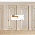 Cream Colored Swing Doors With Different Designs And Golden Handles For Home Interior