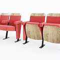 Stylish Red Theater Seats With Wooden Backrest And Black Metal Legs