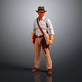 Man In Brown Hat Long Sleeve Shirt Khaki Pants With Crossbody Bag Standing Pose