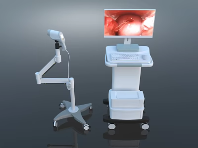 Medical Endoscopy Equipment With Monitor Cart Mechanical Arm And Imaging 3d model