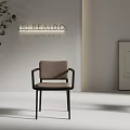 Modern Single Chair With Light Brown Leather Seat And Black Metal Frame