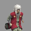 Game and Movie Character With Skeleton Animation White Hair Red Outfit Dynamic Pose
