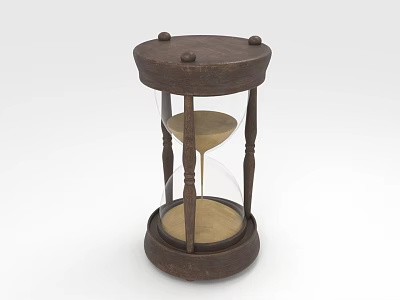 Vintage Wooden Hourglass With Glass Body And Sand Timer For Home Decor 3d model
