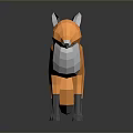 Low Poly Orange Fox Game Character With Gray Ears Legs And Tail 3d model