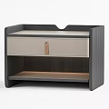 Sleek Modern Nightstand With Black Frame Light Gray Drawer Metal Handle And Open Shelf