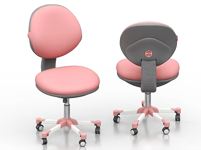 Modern Pink Office Chair Design With Adjustable Backrest And Rolling Wheels 3d model