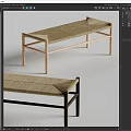 Japanese-style Bench Rope Bench 3d model