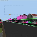 Building Exterior Walls With Red Roofs Gray Brick And White Surfaces Along Neat Street