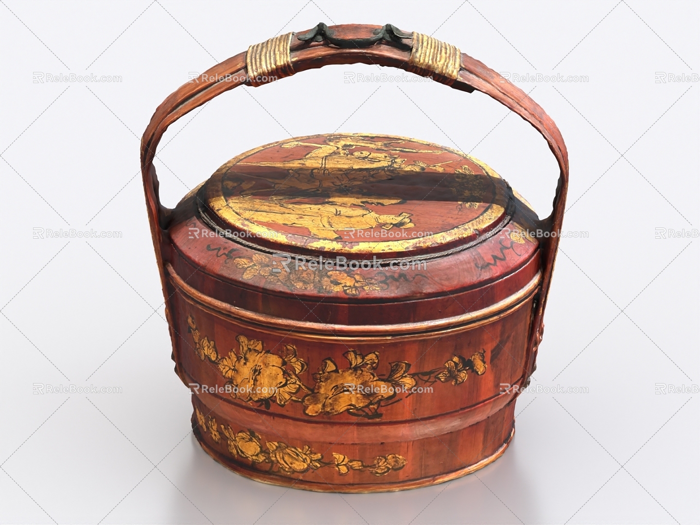 Chinese food box basket basket 3d model