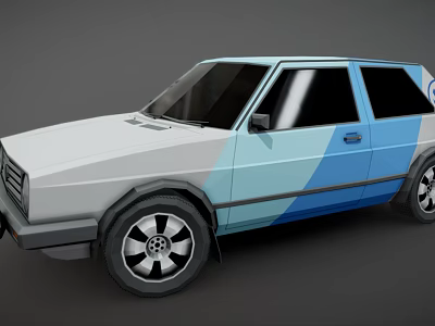 Two Tone White And Blue Hatchback Car With Black Alloy Wheels And Modern Design 3d model
