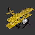 Vintage Yellow Biplane Model With Open Cockpit Propeller And Blue Background