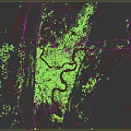 Aerial Urban Planning Layout of City with Winding River and Green Surroundings