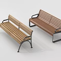 Outdoor Landscape Park Benches Featuring Wooden Slats And Metal Armrest Frames