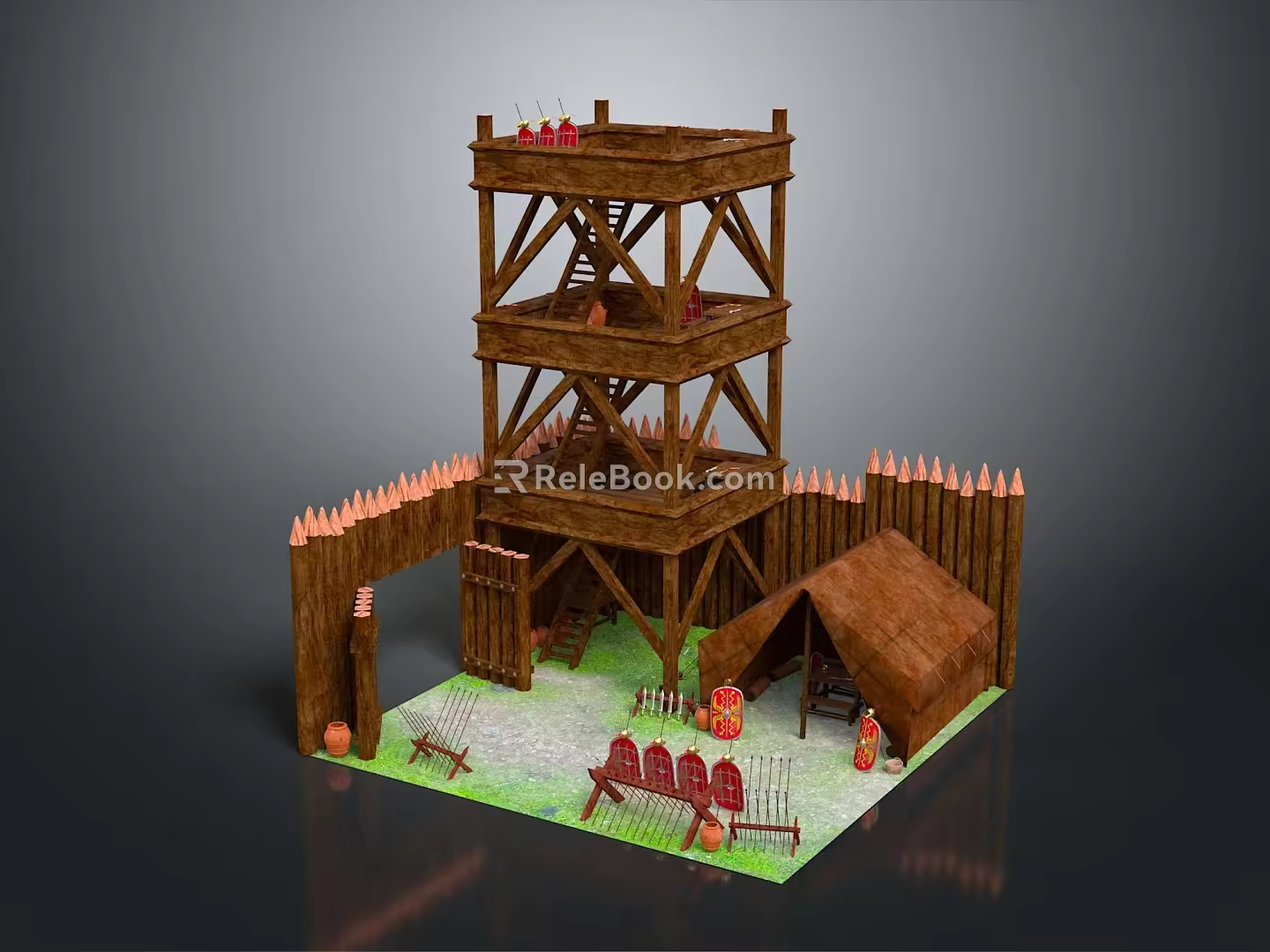Tower defense sentry tower air defense watchtower observatory tower loft 3d model