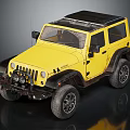 Yellow Jeep Wrangler With Black Roof And Large Off Road Tires