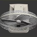 Computer Cooling Fan with White Circular Mesh Design and Stable Desktop Base Structure 3d model