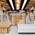 Snack Supermarket Interior Featuring Healthy Delicious Snacks On Wooden And Black Shelves With Open Counter