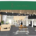 LINE ING Clothing Store Interior With Reception Desk Mannequins Clothes Racks Plants And Hanging Lights