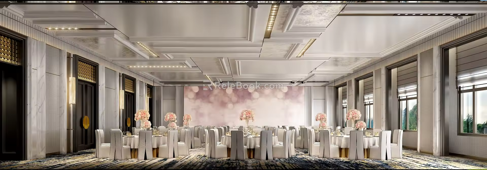 Light Luxury Banquet Hall Banquet Mode 3d model