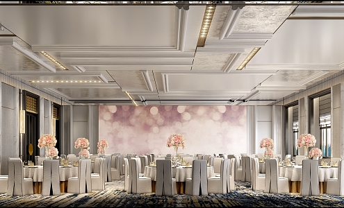 Light Luxury Banquet Hall Banquet Mode 3d model