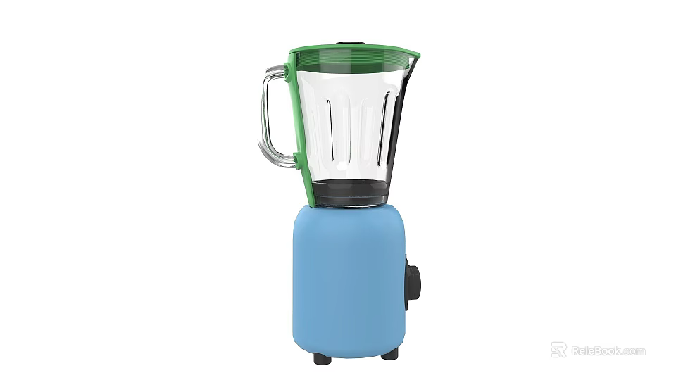 Colorful Electric Blender Design With Green Lid Transparent Container And Blue Base 3d model 