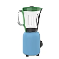 Colorful Electric Blender Design With Green Lid Transparent Container And Blue Base