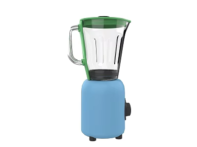 Colorful Electric Blender Design With Green Lid Transparent Container And Blue Base 3d model