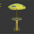 Yellow GoShade Outdoor Parasol With Round Table For Sun Protection Use