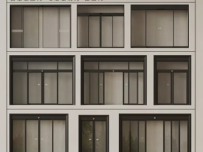 Sliding Doors for Living Room Balcony and Bedroom with Glass and Aluminum Frames 3d model