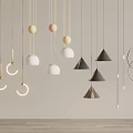 Modern Pendant Lights With Various Shapes And Colors For Interior Design 3d model