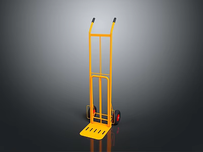 Yellow Heavy Duty Hand Truck With Black Handles And Red Wheels For Moving Loads 3d model