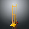 Yellow Heavy Duty Hand Truck With Black Handles And Red Wheels For Moving Loads