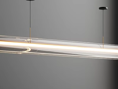 Long Linear Modern Pendant Light With Black Hanging Rods And Transparent Light Tube 3d model