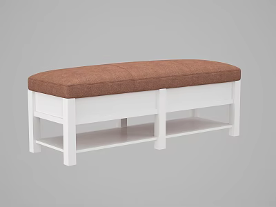 Stylish Bed Bench With White Frame And Brown Cushioned Seat 3d model