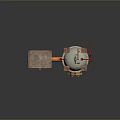 Copper Mechanical Container with White Box Red Valves and Curved Pipe
