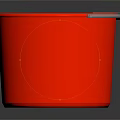 Bright Orange Plastic Bucket With Metal Handle On Dark Background