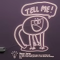 Creative Neon Lamp Combination with Cartoon Cat Shape and TELL ME Speech Bubble